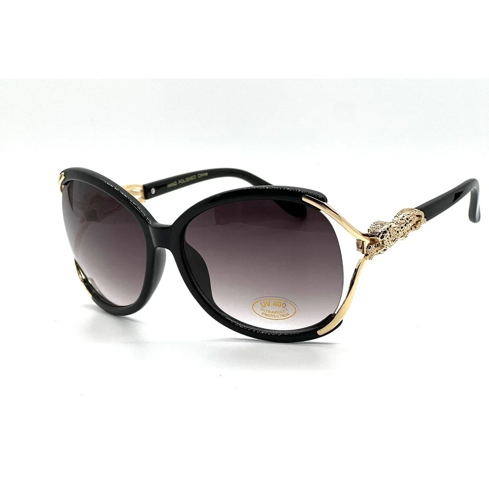 Oversized Sunglasses Women‎ Black Gold UV Protection Outoor Street Wear Female